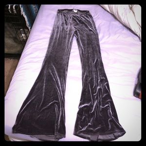 Velvet bell bottom stretch pants
